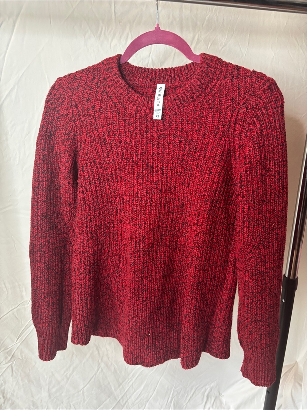 Red and Black Marbled Crewneck Sweater